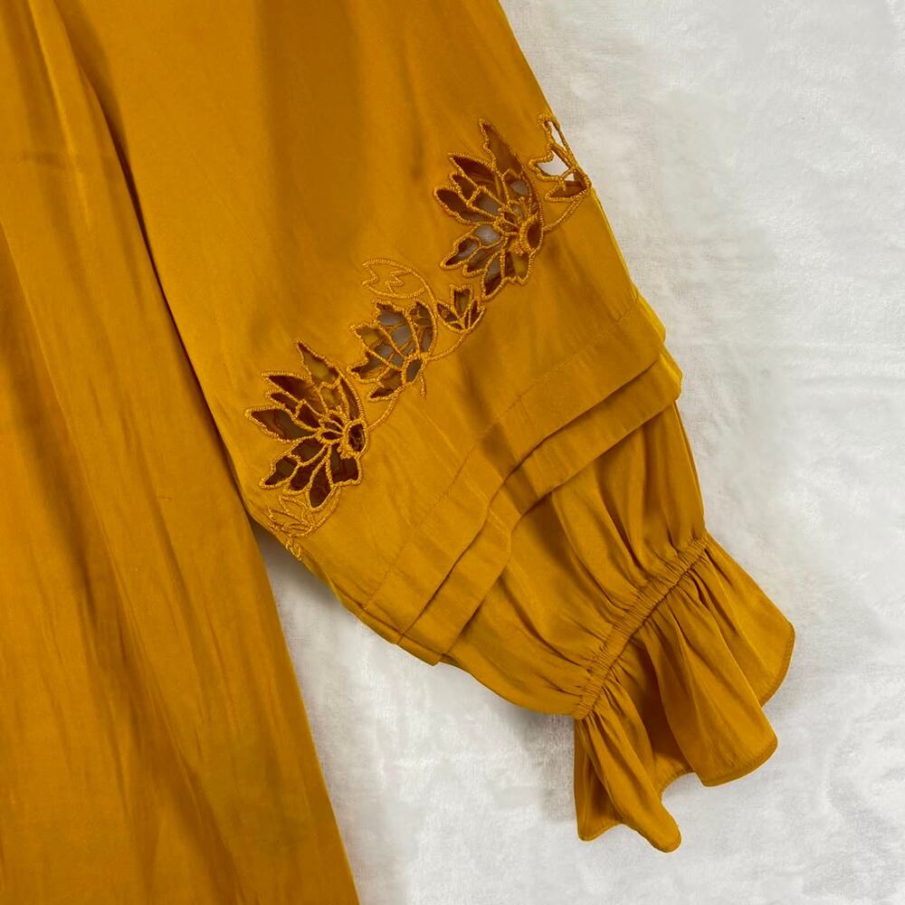 White House Black Market Women's Yellow Blouse Sz M - Picture 6 of 9